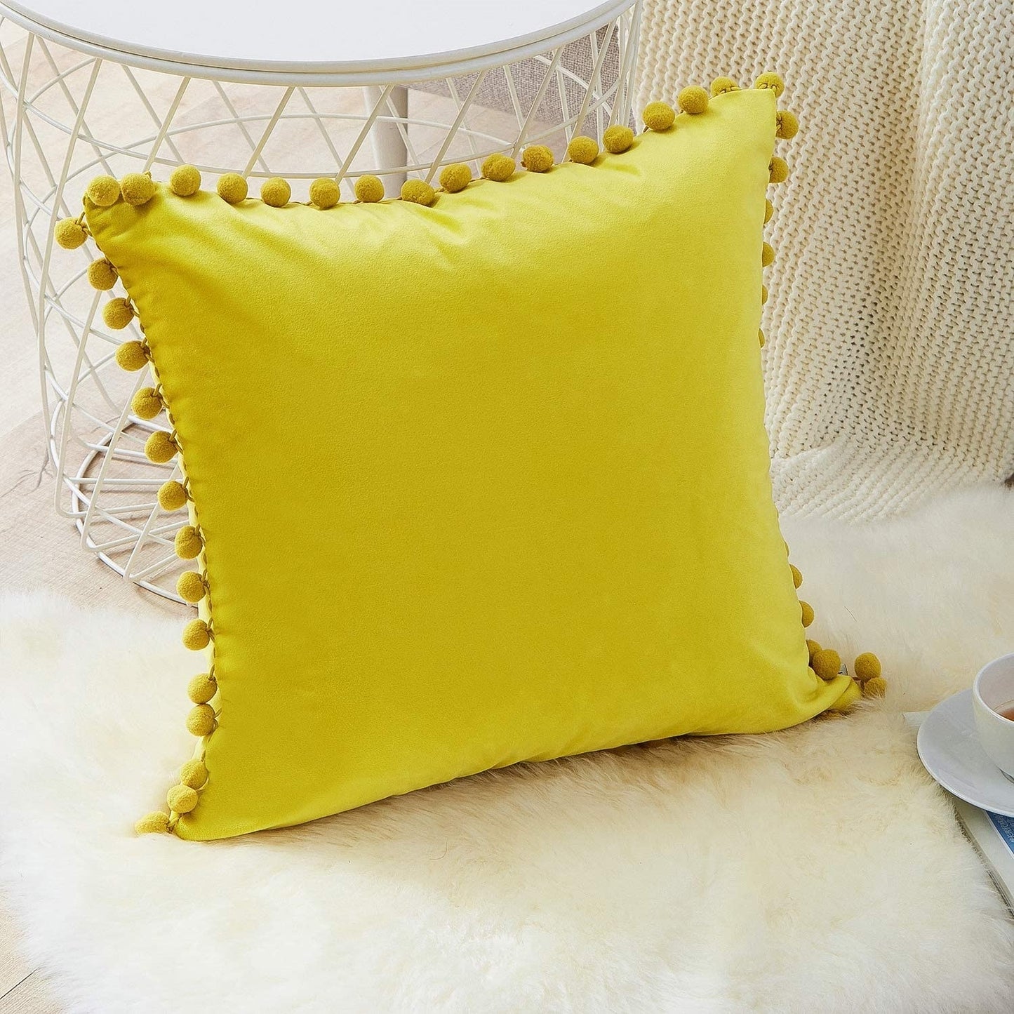 Pompom Velvet Cushion Cover