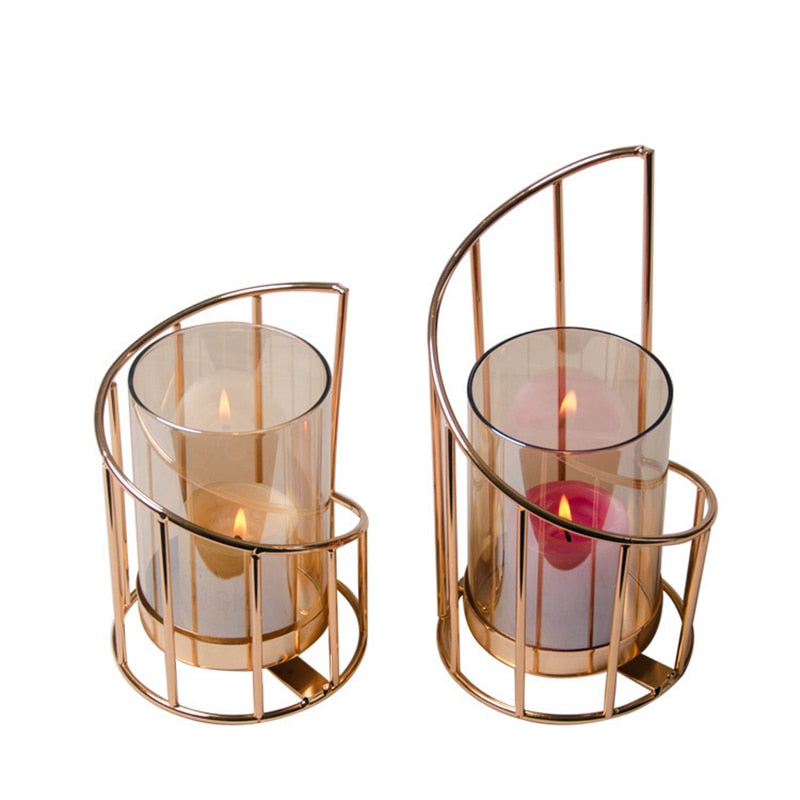 Golden Iron Candle Holder