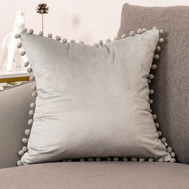 Pompom Velvet Cushion Cover