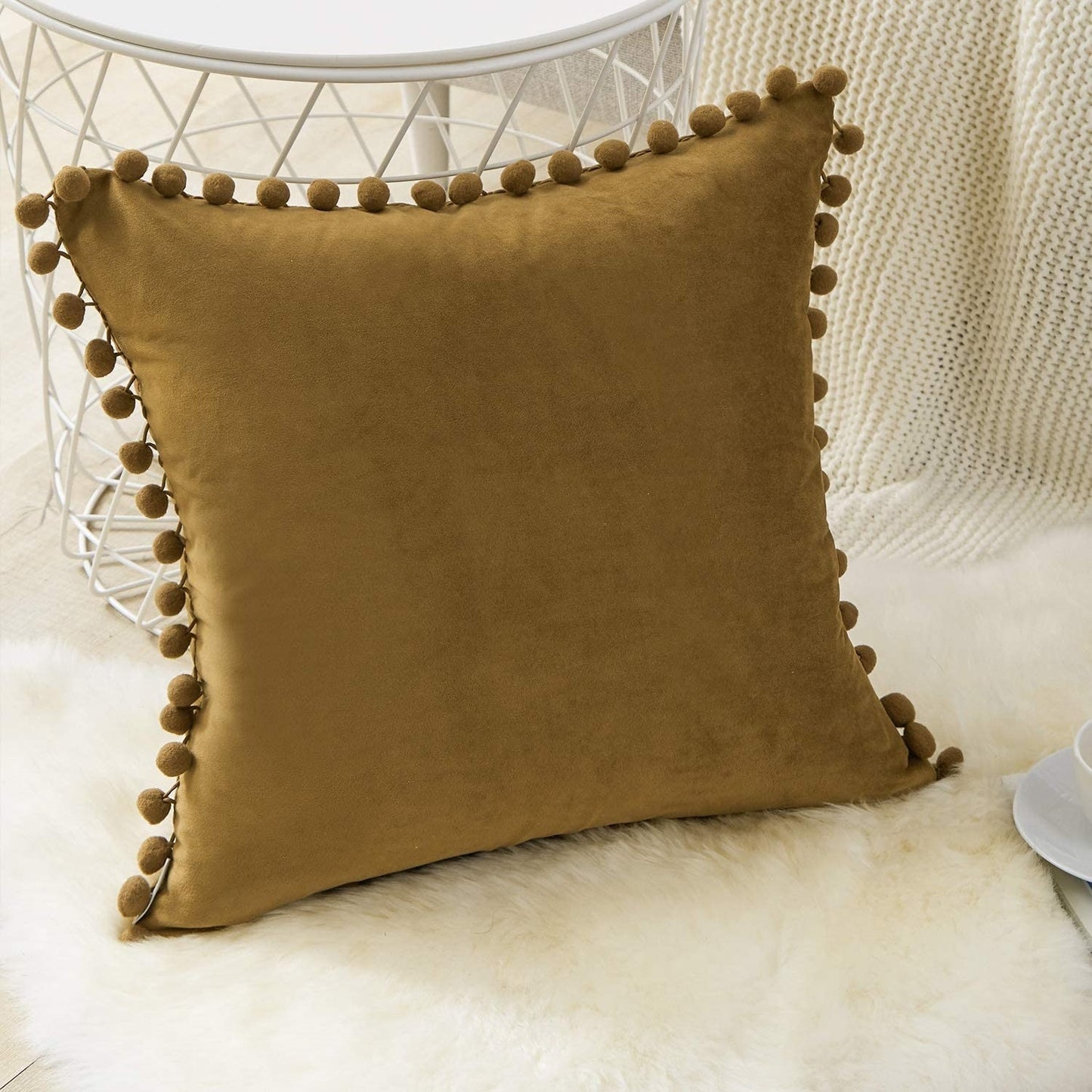 Pompom Velvet Cushion Cover