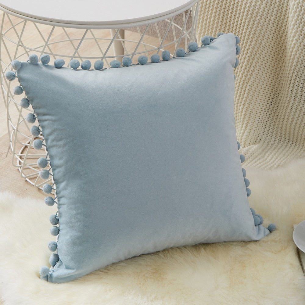 Pompom Velvet Cushion Cover