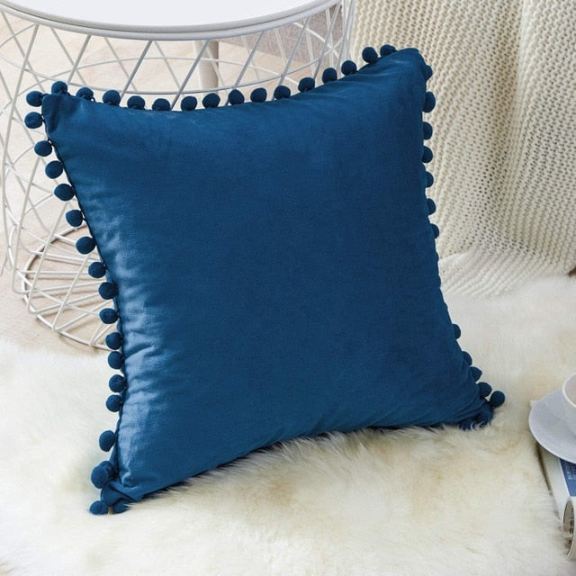 Pompom Velvet Cushion Cover