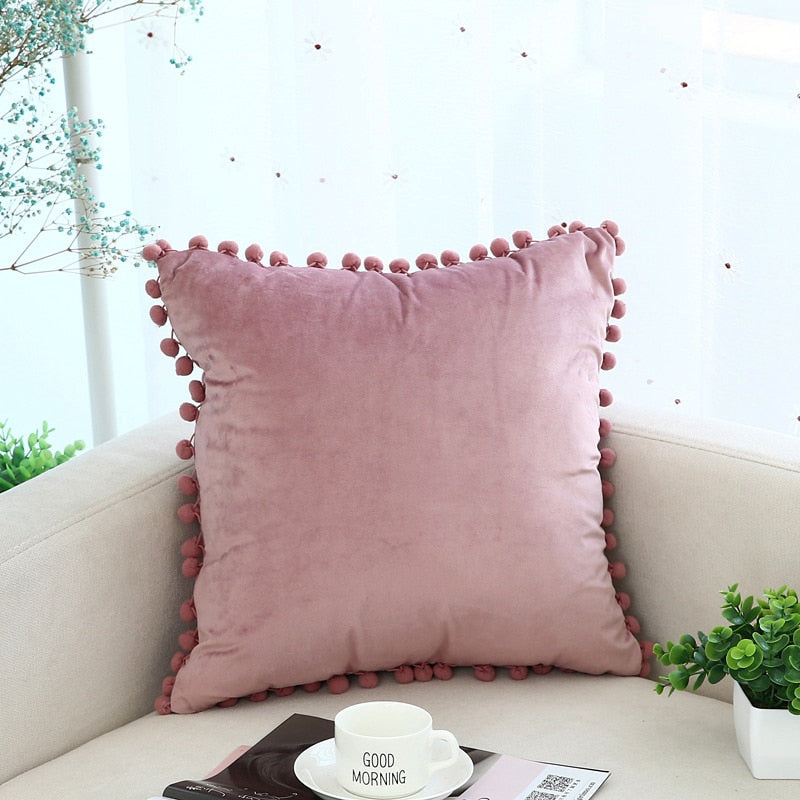 Pompom Velvet Cushion Cover