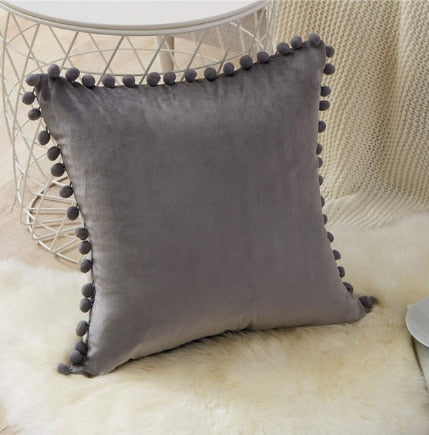 Pompom Velvet Cushion Cover