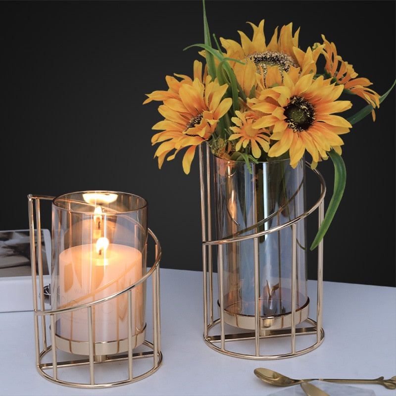 Golden Iron Candle Holder