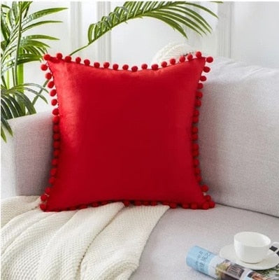 Pompom Velvet Cushion Cover