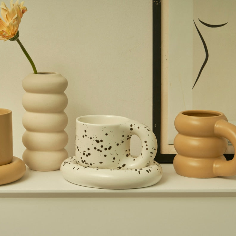 Ceramic Coffee Mug with Saucer