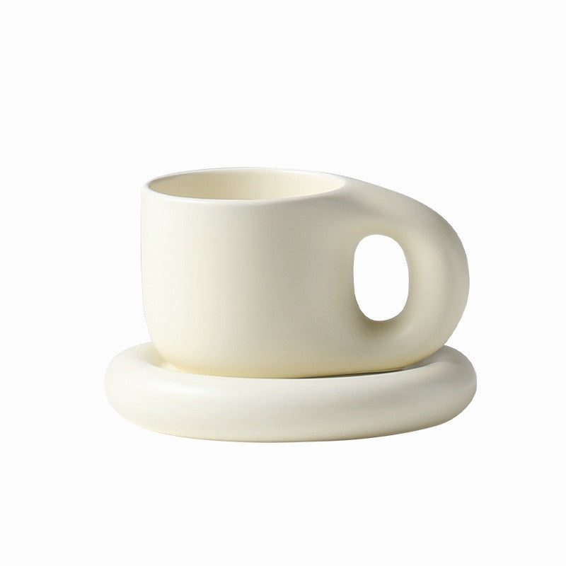 Ceramic Coffee Mug with Saucer