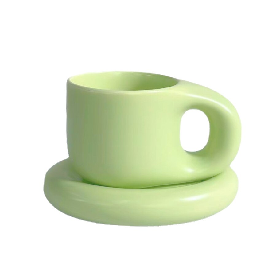 Ceramic Coffee Mug with Saucer