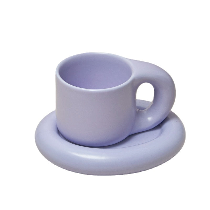 Ceramic Coffee Mug with Saucer