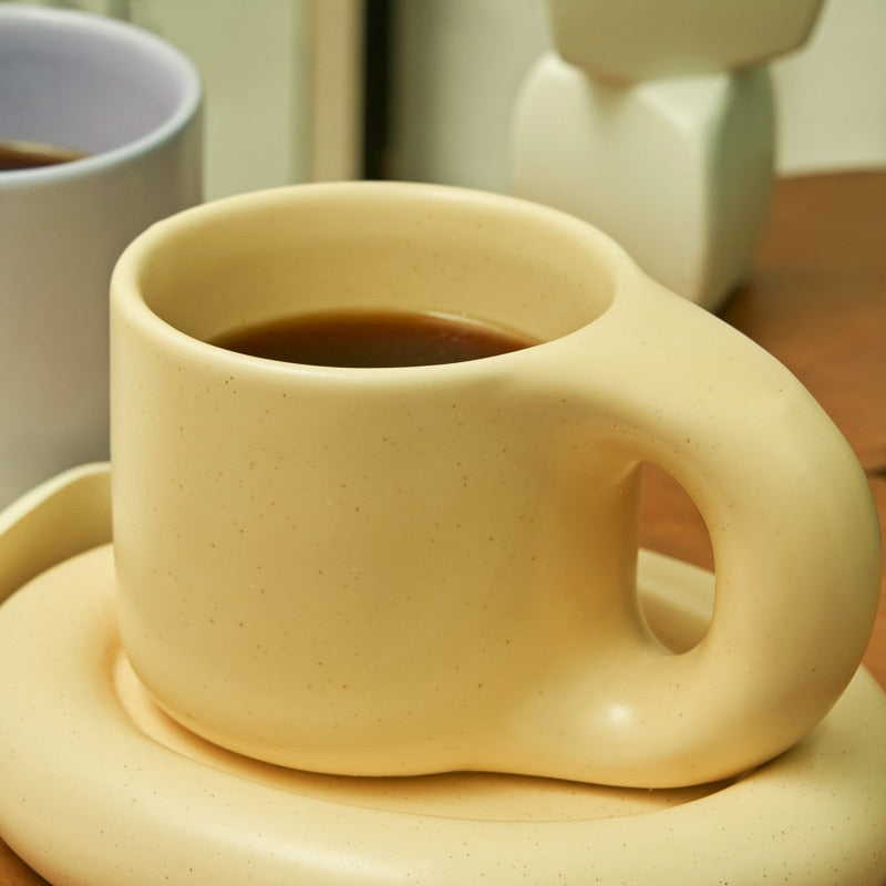 Ceramic Coffee Mug with Saucer